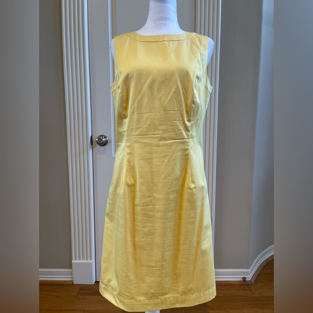 Brooks Brothers 346 Yellow Sleeveless Sheath Dress Sz 8